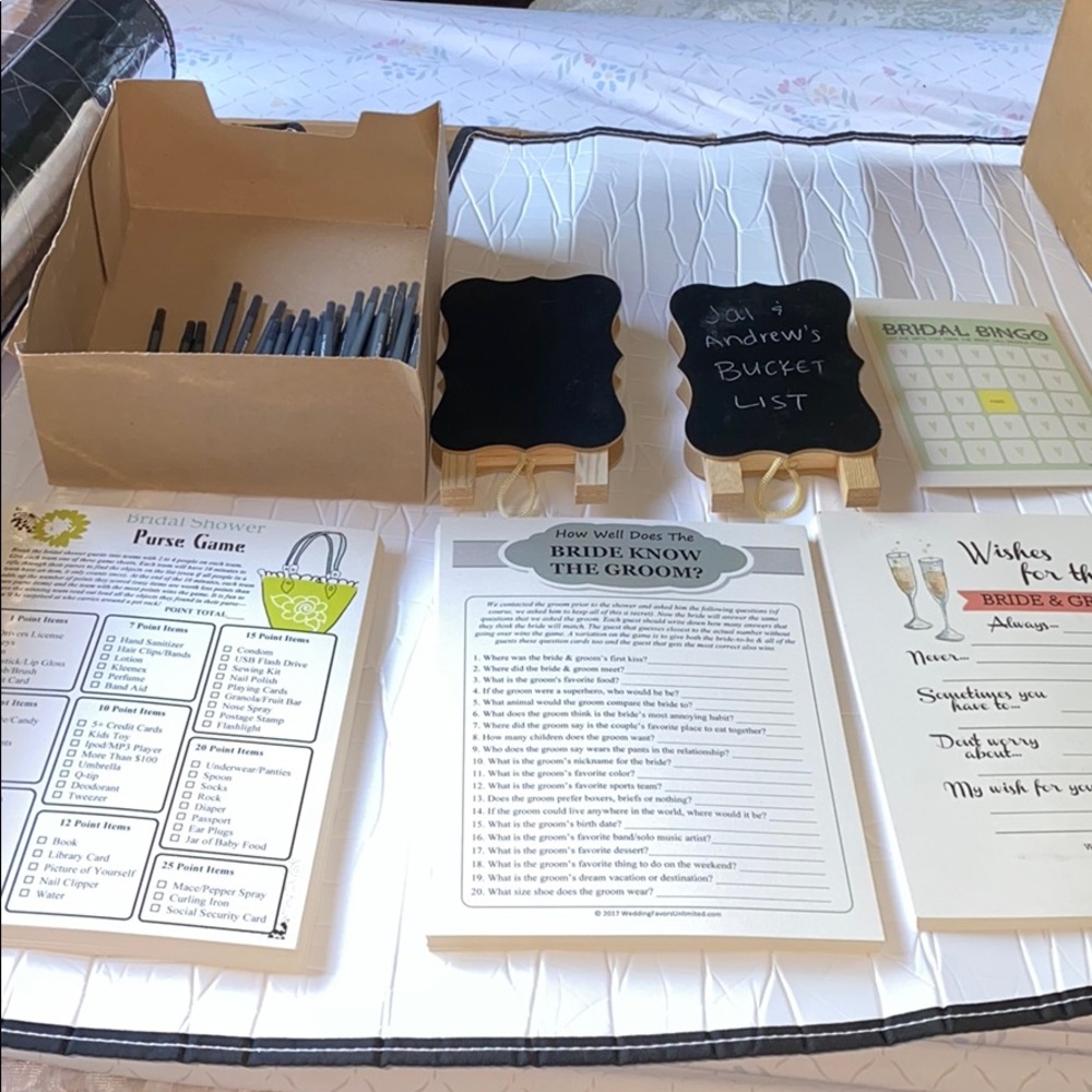 Bridal Shower Kit, 4 games on card stock, pens
